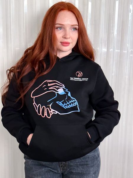 Худи череп черное на флисе VG-HD-SKULL-FL-BK-S фото