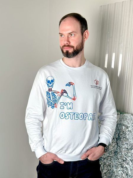 Свитшот остеопат со скелетом белый VG-SW-OSK-WH-S фото